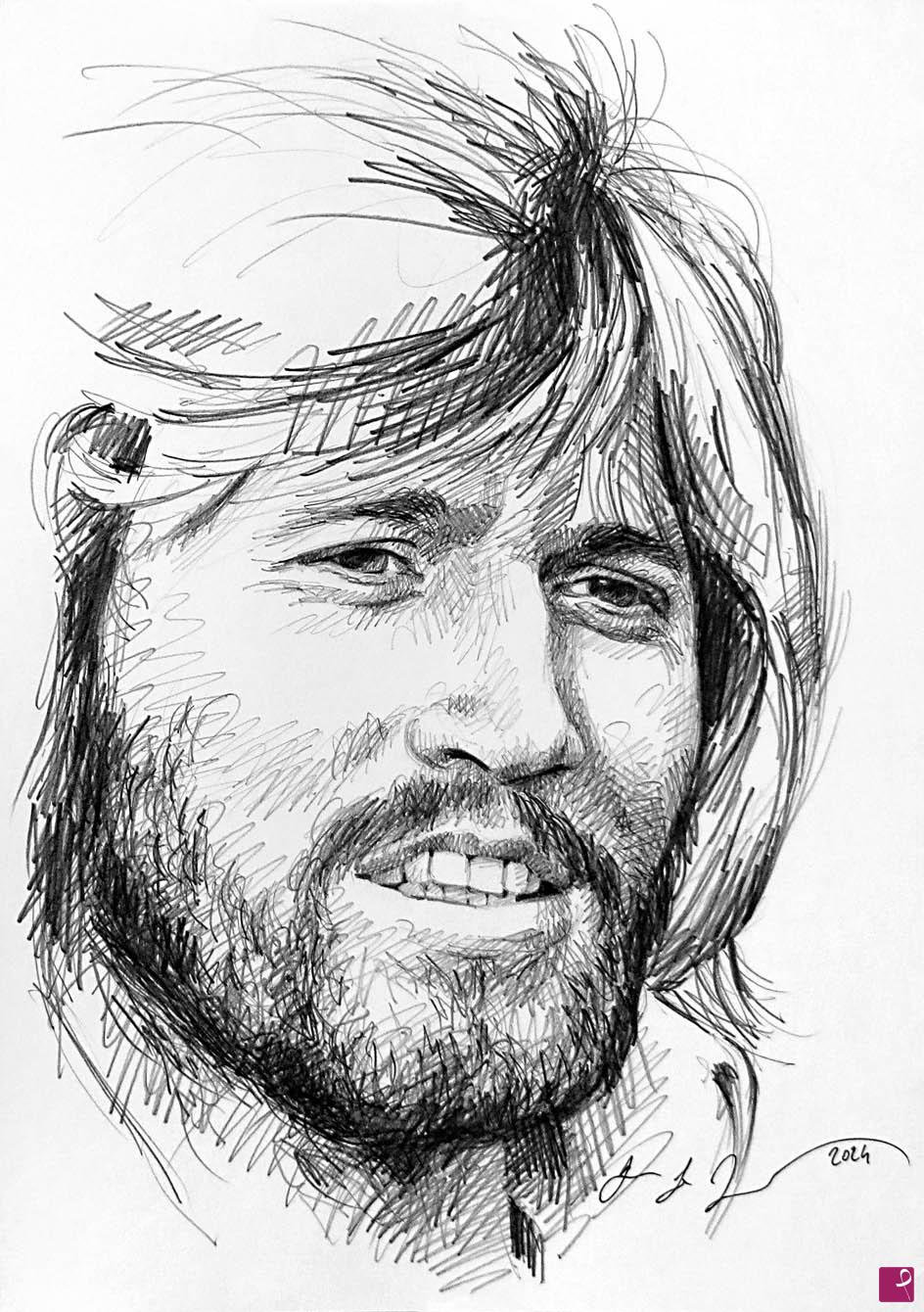 quadri in vendita online - Barry Gibb sketch n2