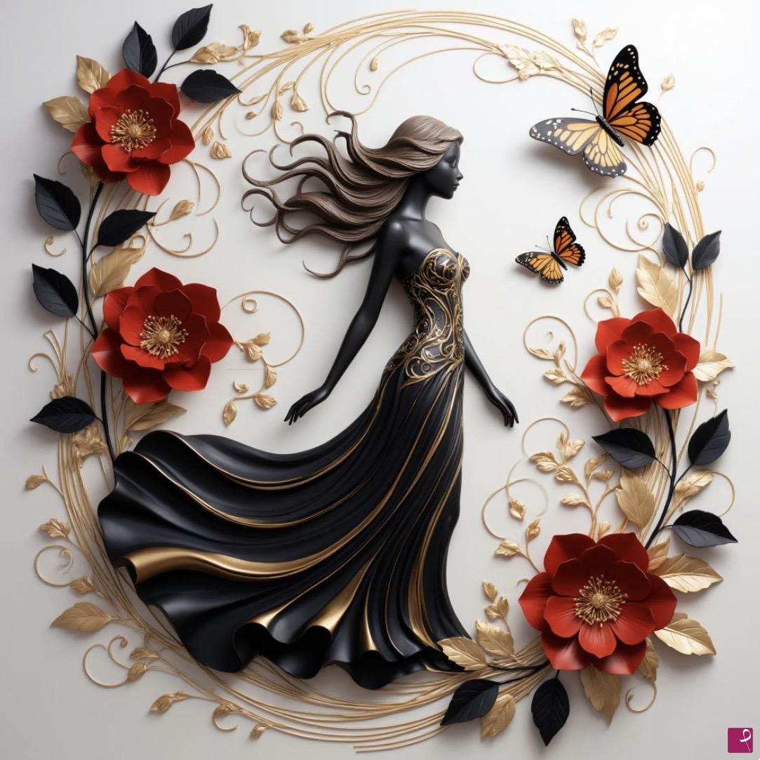 quadri in vendita online - Bas-relief of a young woman and flowers 