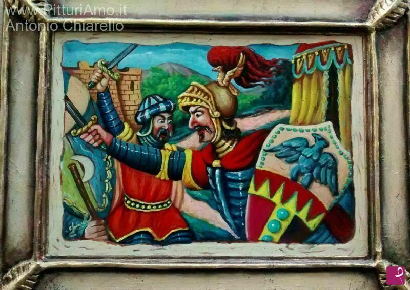quadri in vendita online - battaglie di paladini di francia