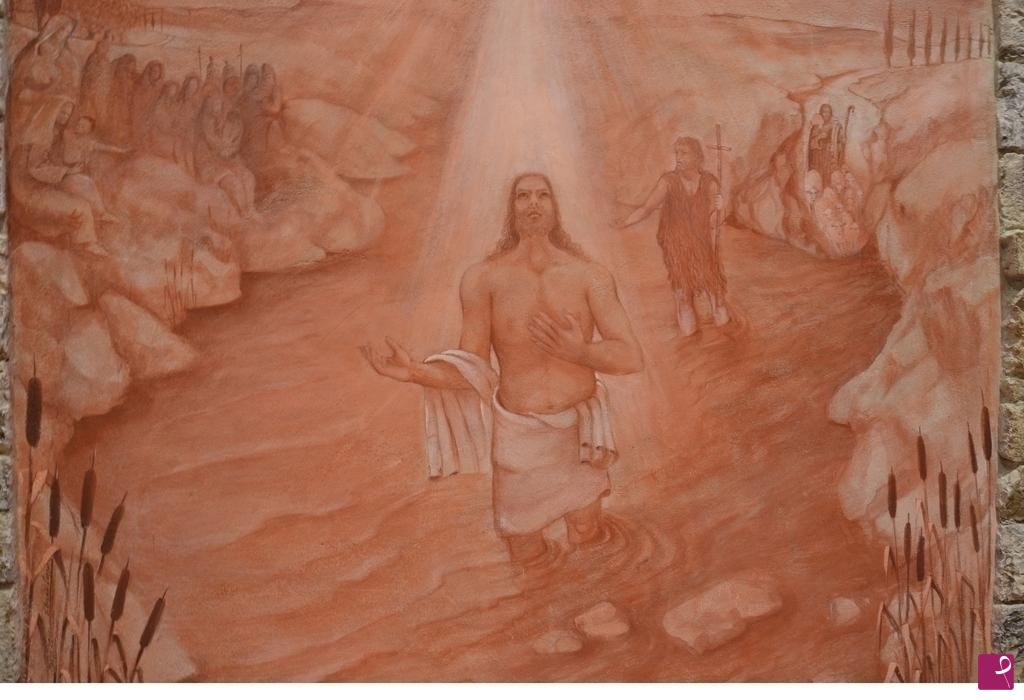 quadri in vendita online - Battesimo di Cristo nella Pieve di Badia Agnano, particolare....