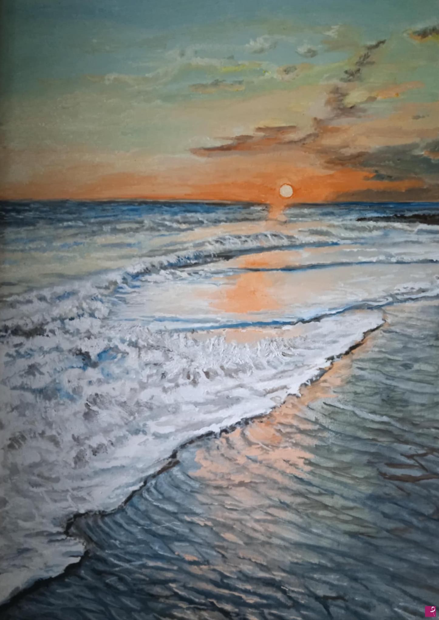 quadri in vendita online - Battigia al tramonto