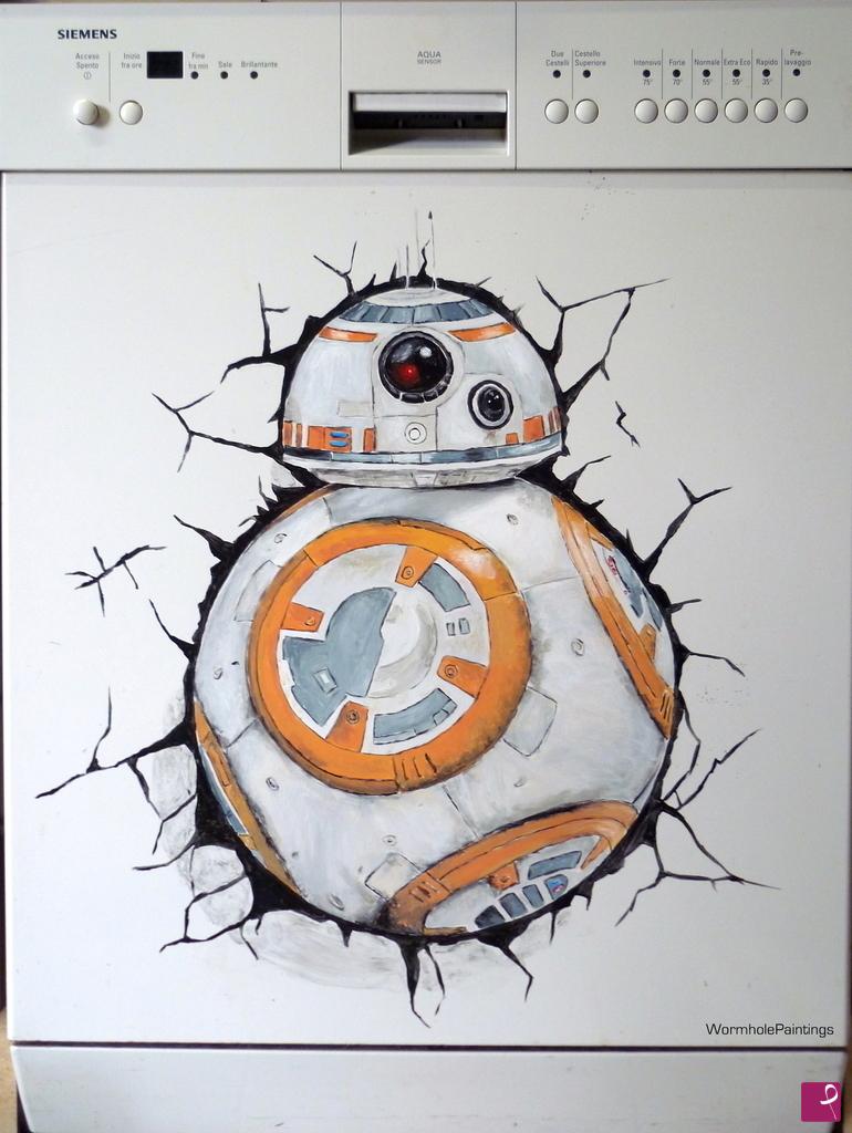 quadri in vendita online - BB8 (lavastoviglie dipinta)
