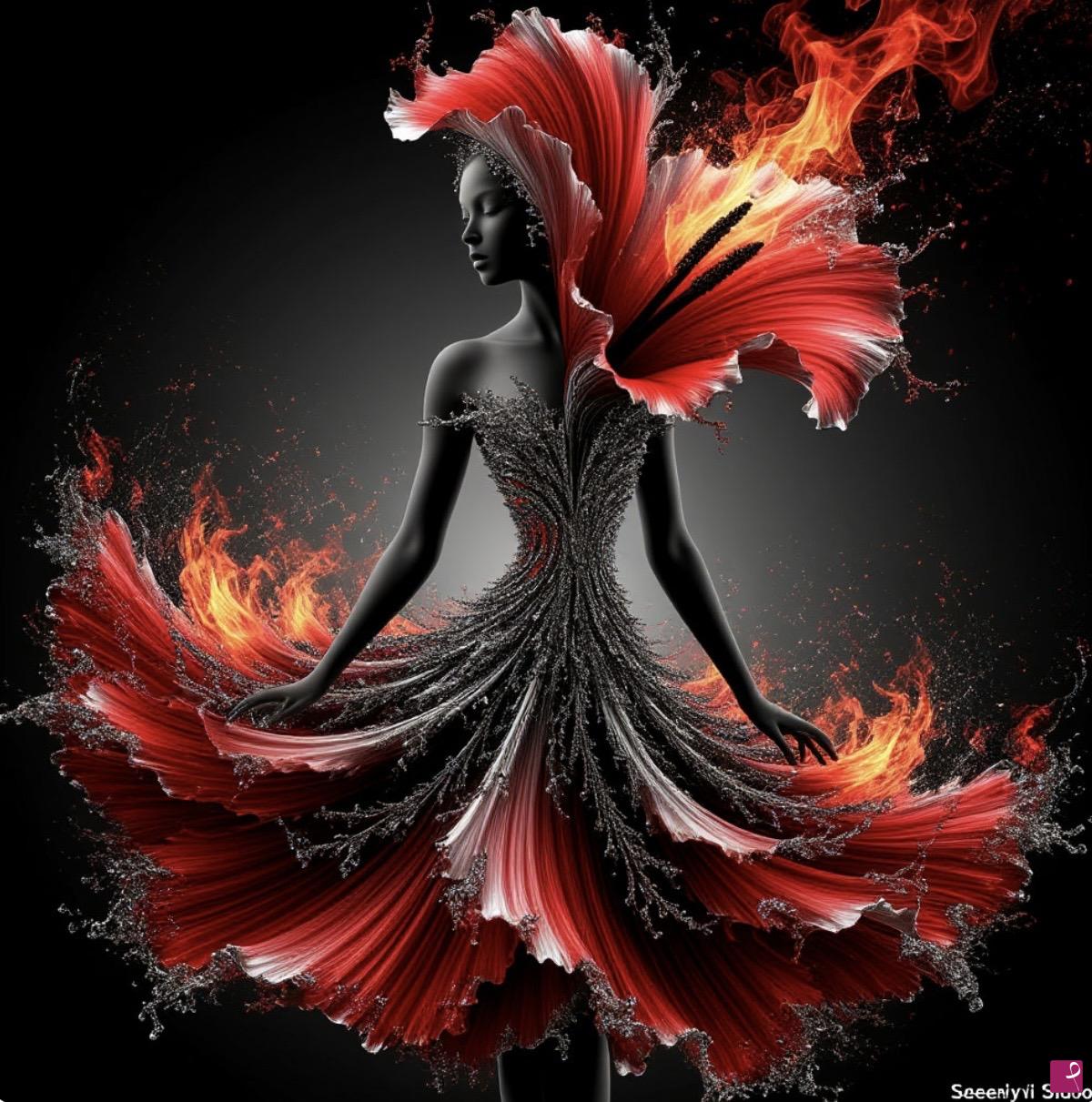 quadri in vendita online - Beautiful flower from heart girl 