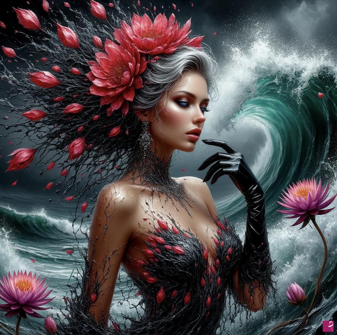 quadri in vendita online - Beautiful girl in ocean waves 