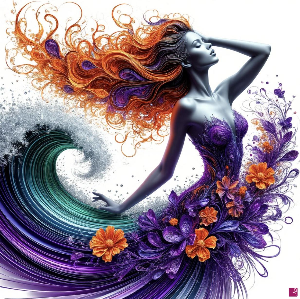 quadri in vendita online - Beautiful lady and flowers 