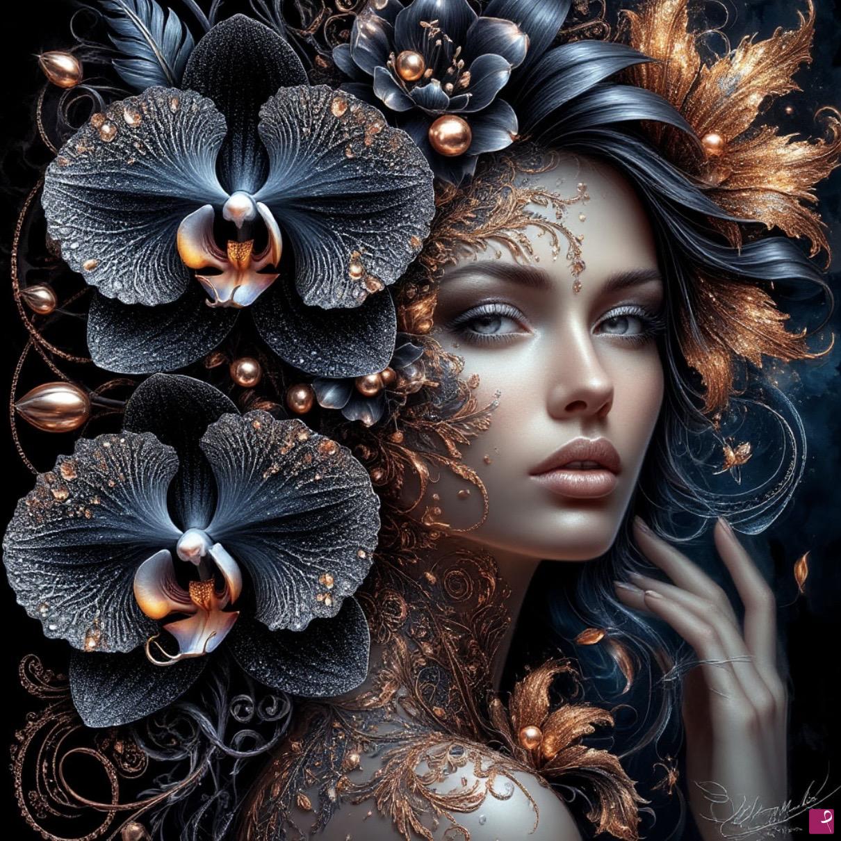 quadri in vendita online - Beautiful woman in flowers 