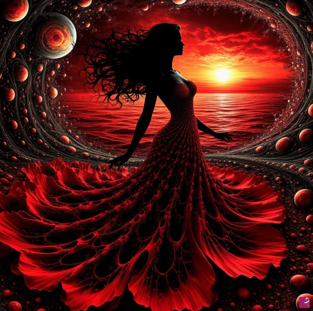 quadri in vendita online - Beautiful woman in red