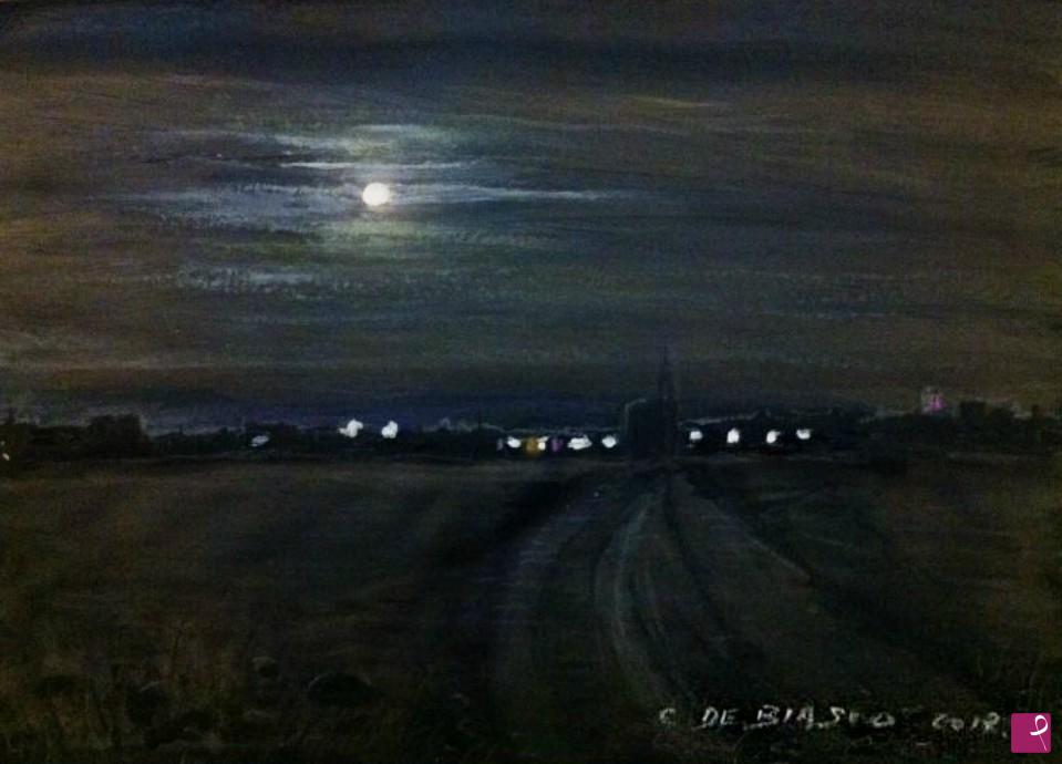 quadri in vendita online - BELLINZAGO LOMBARDO  al  chiaro  di  luna