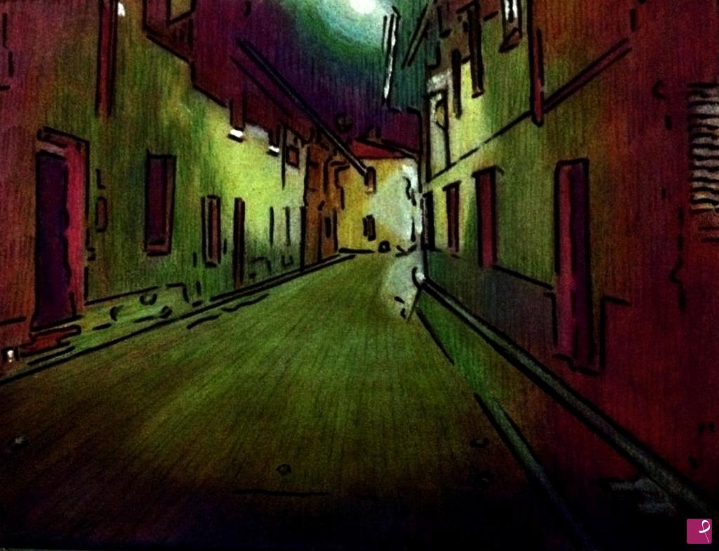 quadri in vendita online - Bellinzago  lombardo  di  notte,tratto  dalla  foto  di  fabio Acquadredd