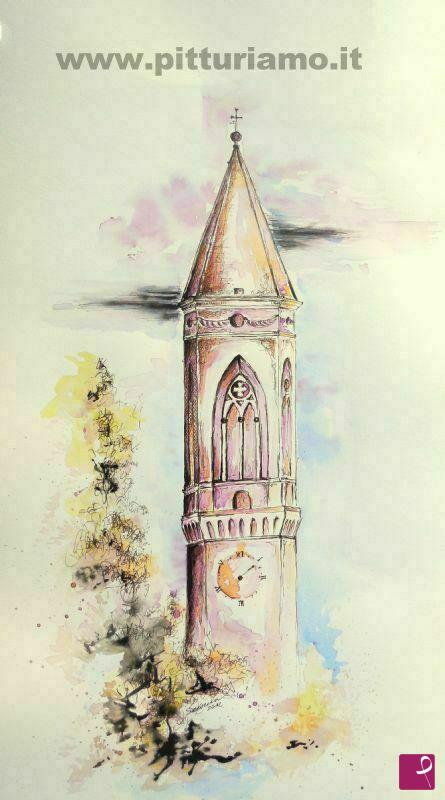 quadri in vendita online - Belltower in the sky