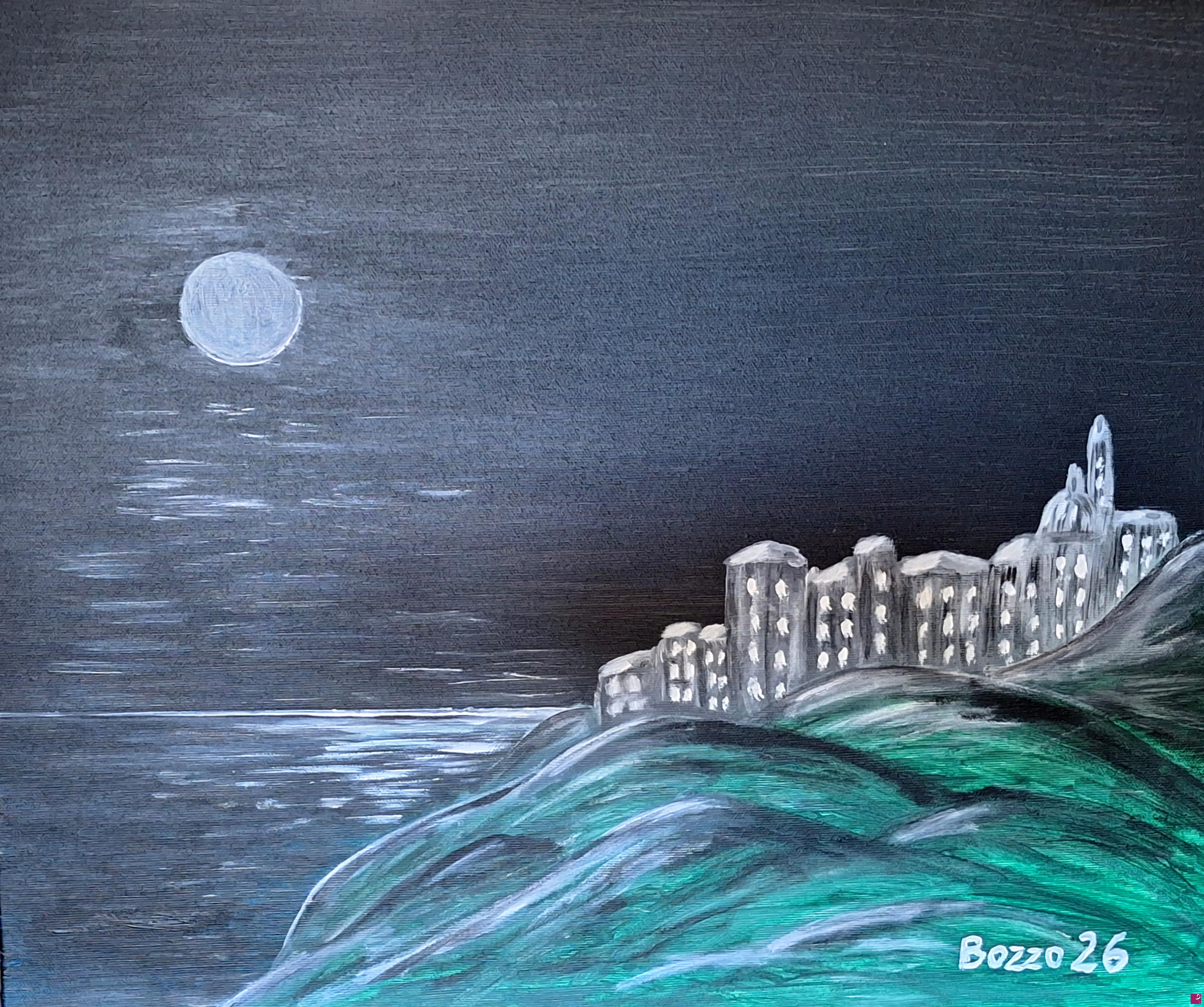 quadri in vendita online - Belmonte Calabro by night