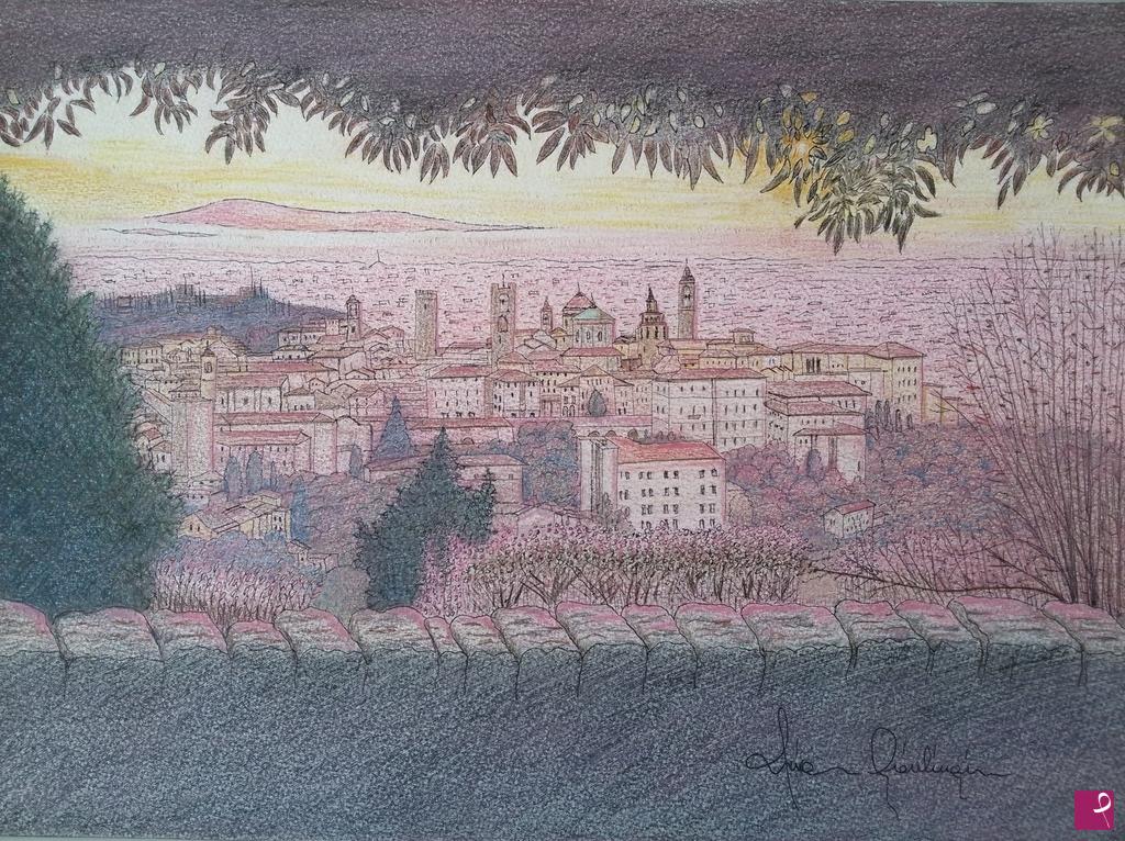 quadri in vendita online - Bergamo - Città Alta vista da San Vigilio