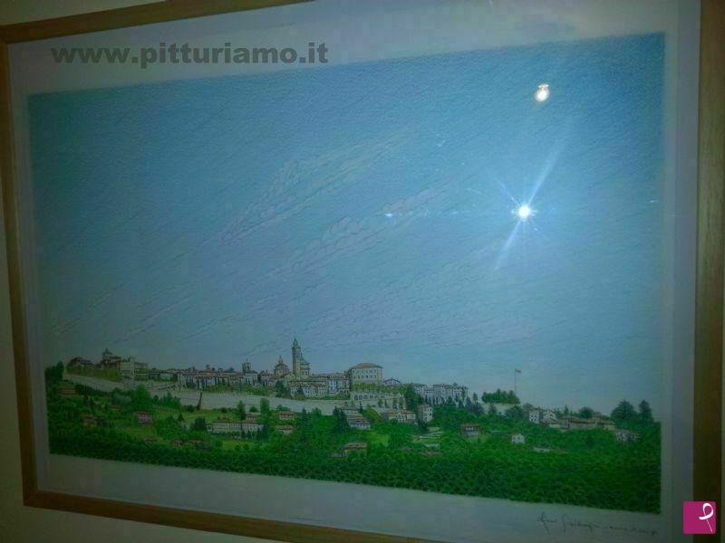 quadri in vendita online - Bergamo - Vista delle Mura di Città Alta