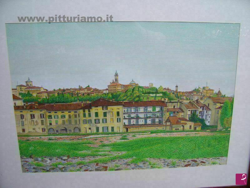 quadri in vendita online - Bergamo - Vista di Città Alta