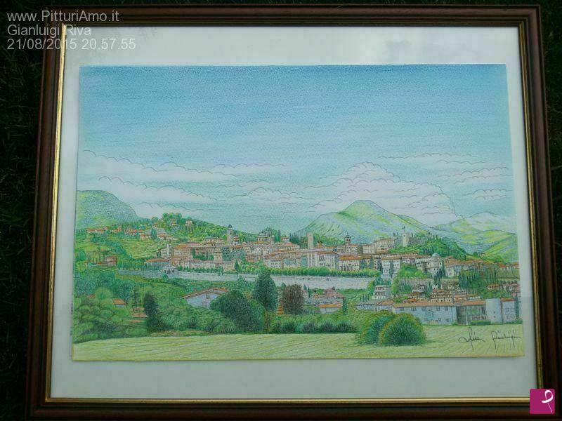 quadri in vendita online - Bergamo . Veduta di Città Alta