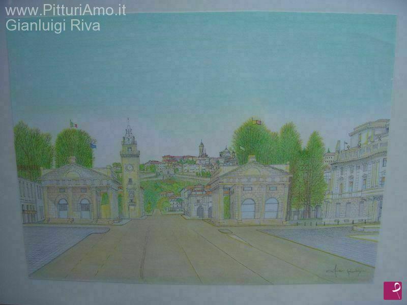 quadri in vendita online - Bergamo vista da Porta Nuova
