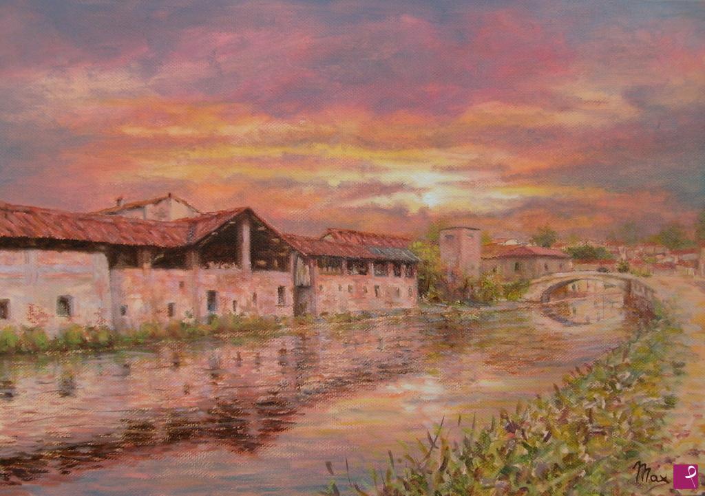 quadri in vendita online - BERNATE AL TRAMONTO