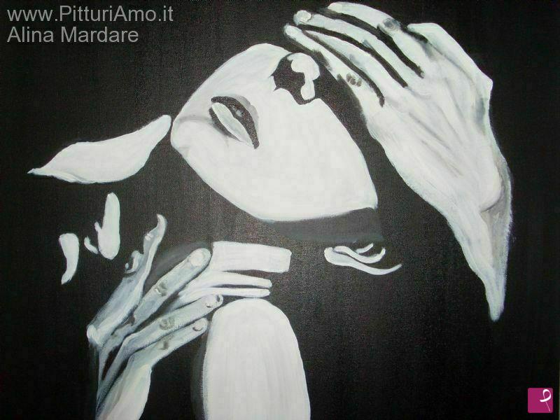 quadri in vendita online - Bianco nero chiaroscuro coppia innamorati