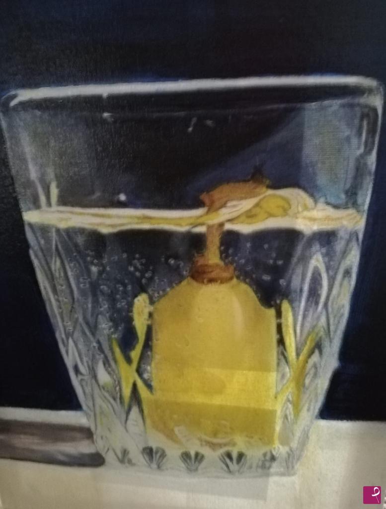 quadri in vendita online - Bicchiere con acqua frizzante