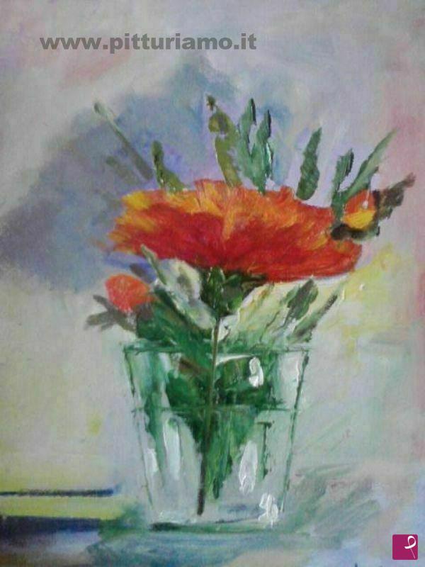 quadri in vendita online - bicchiere con fiore