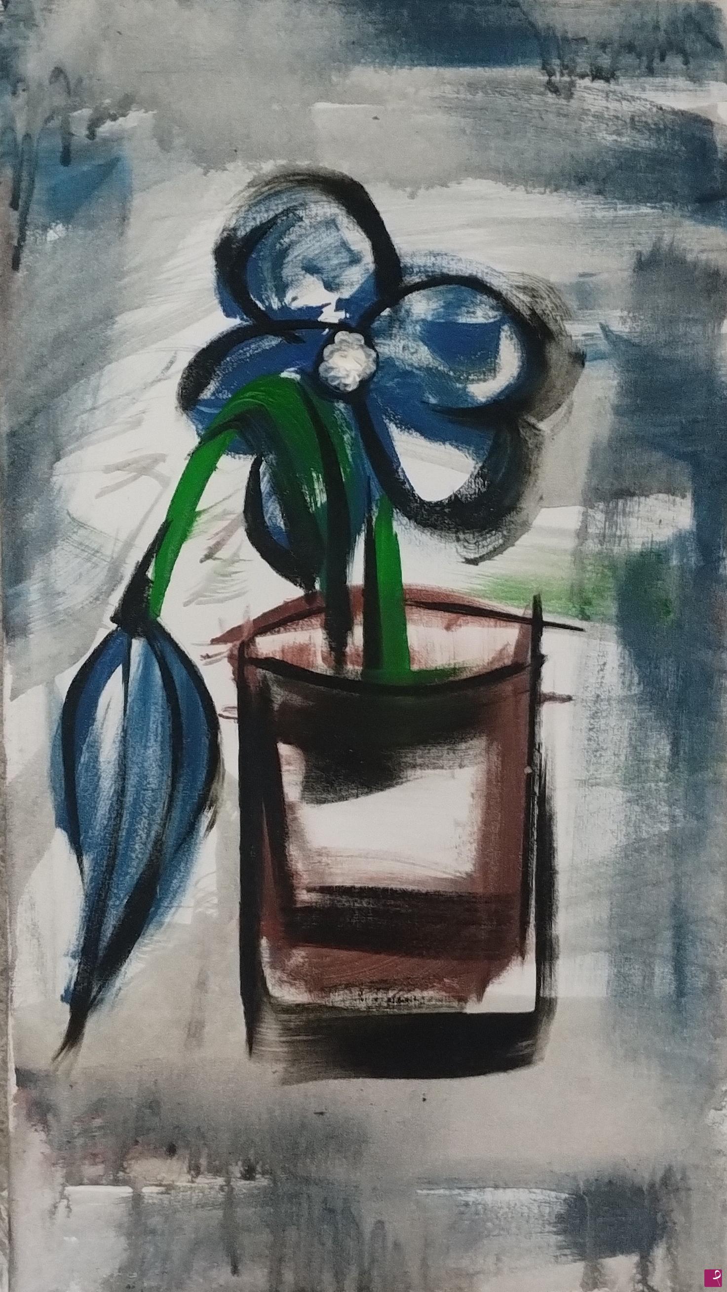 quadri in vendita online - Bicchiere con fiori