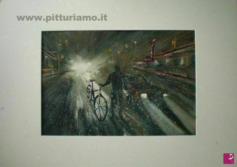 quadri in vendita online - bici nella notte
