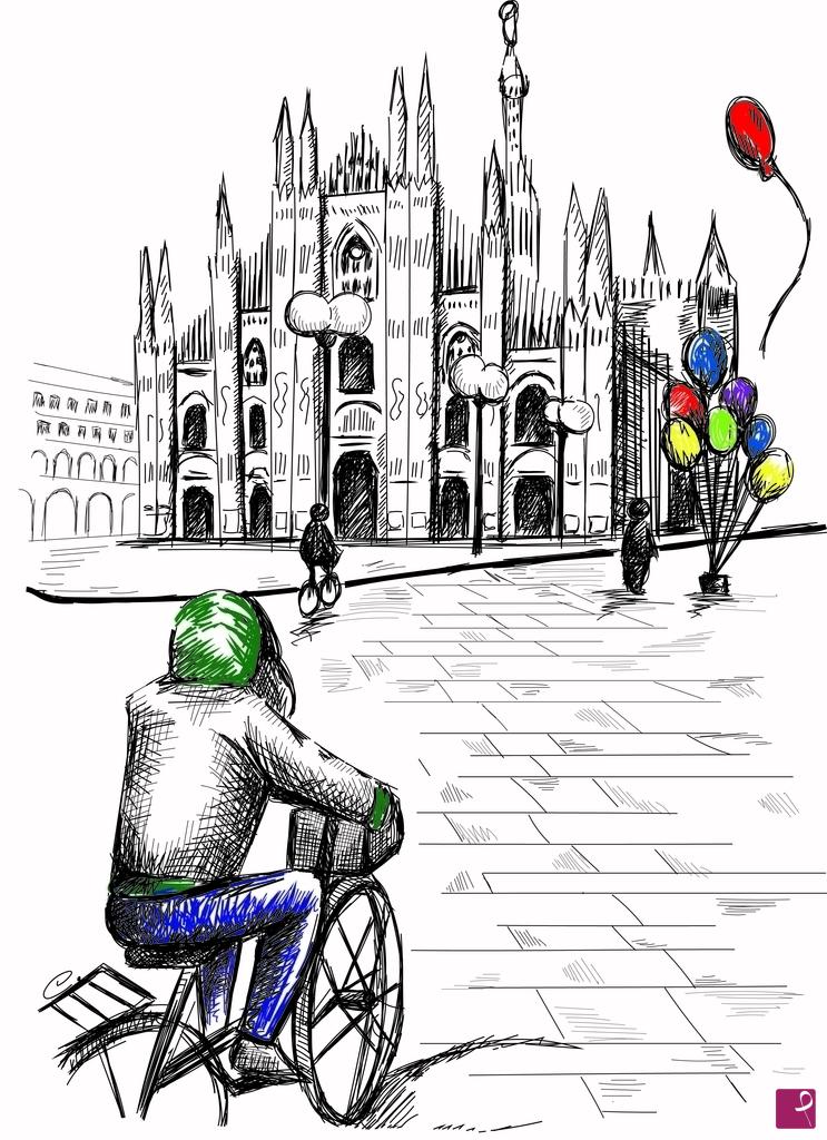 quadri in vendita online - Biciclette in centro