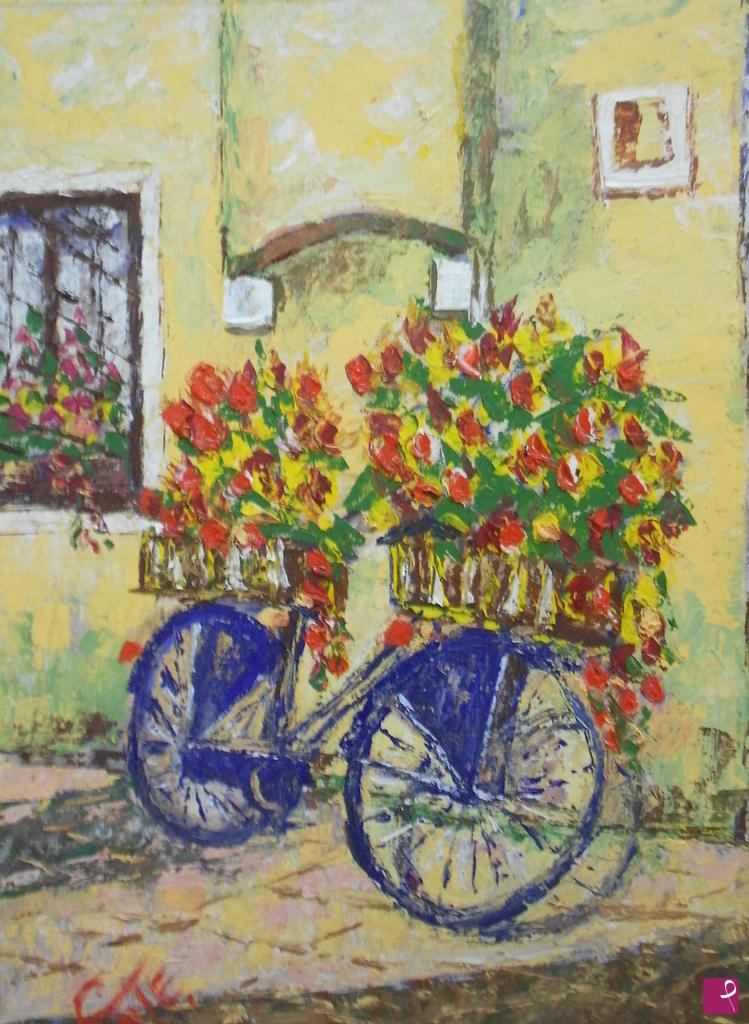 quadri in vendita online - bicletta con fiori