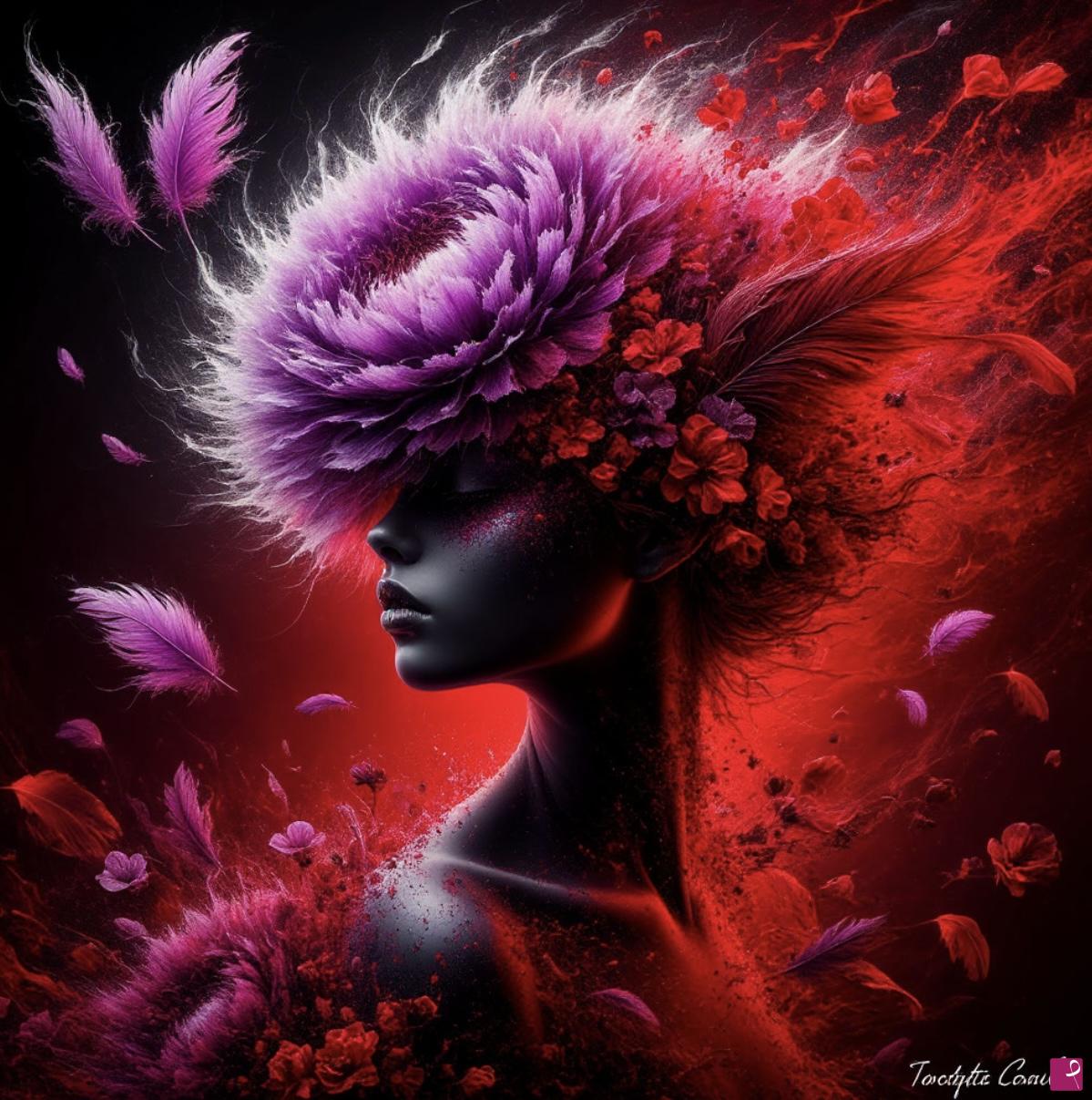 quadri in vendita online - Big flower on her head 2