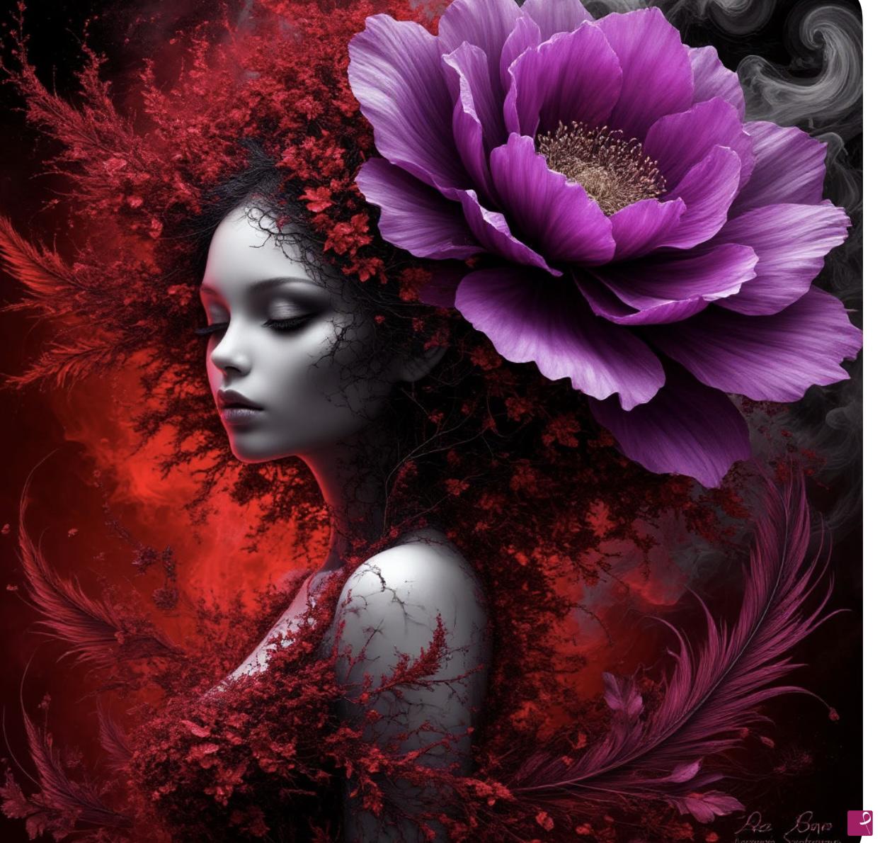 quadri in vendita online - Big flower on her head 