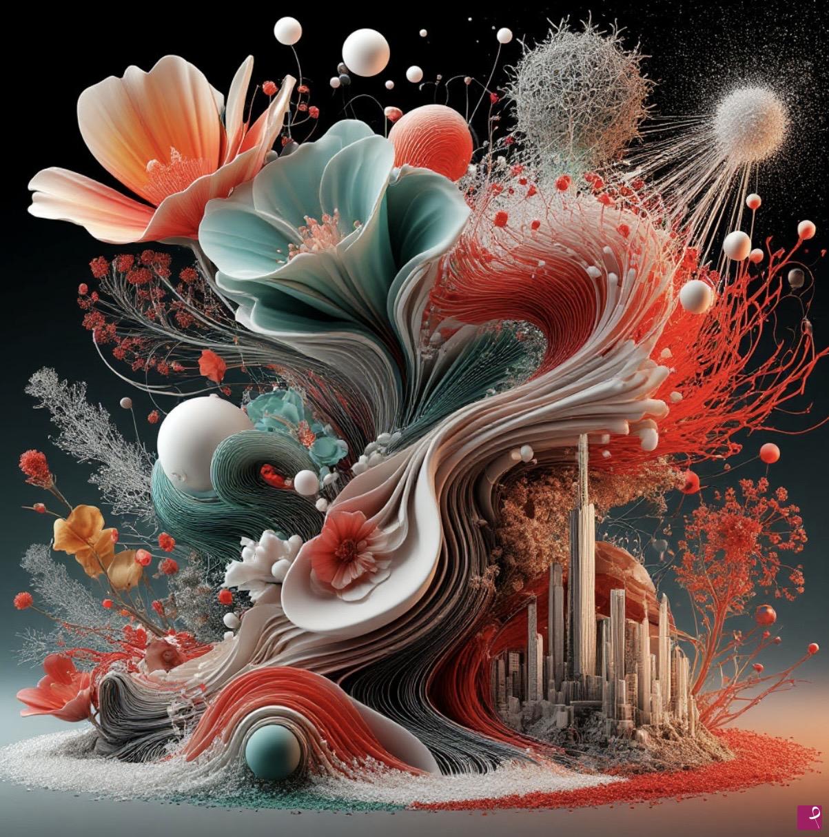 quadri in vendita online - Big flowers in city