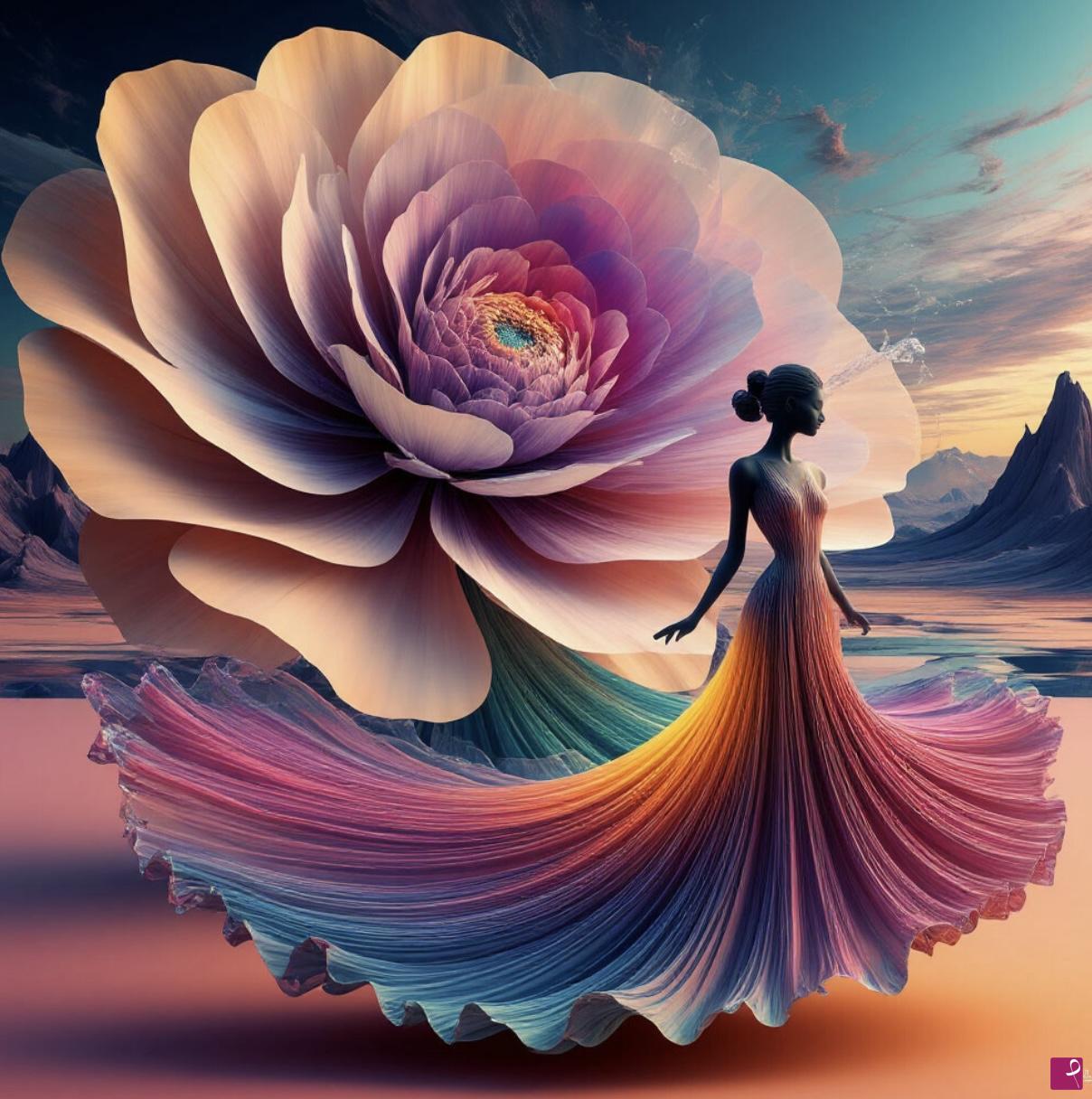 quadri in vendita online - Big Rose and Girl 