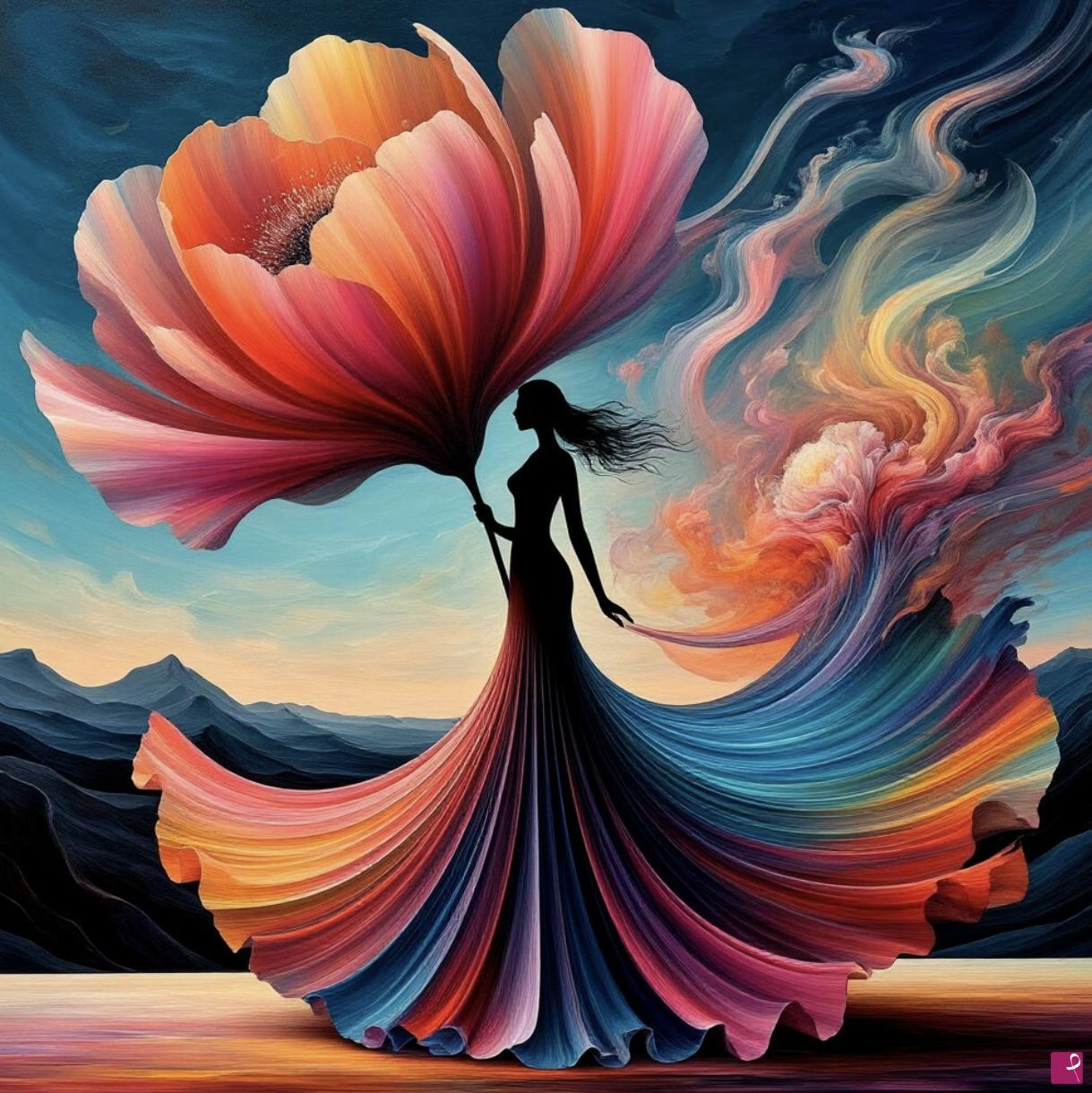 quadri in vendita online - Big rose and women 