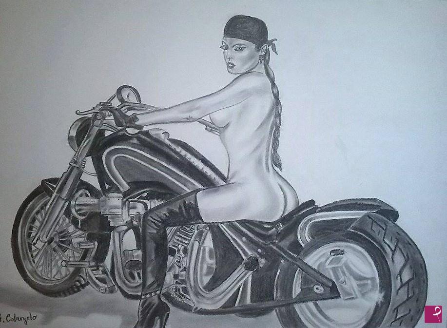 quadri in vendita online - Biker Girl