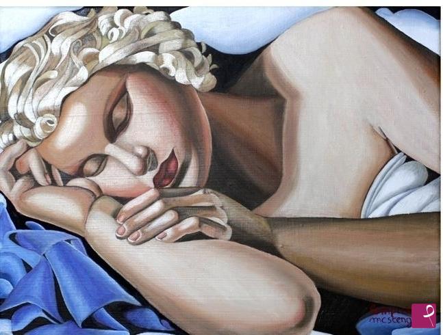 quadri in vendita online - Bimba dormiente