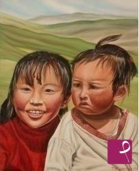 quadri in vendita online - Bimbi mongoli