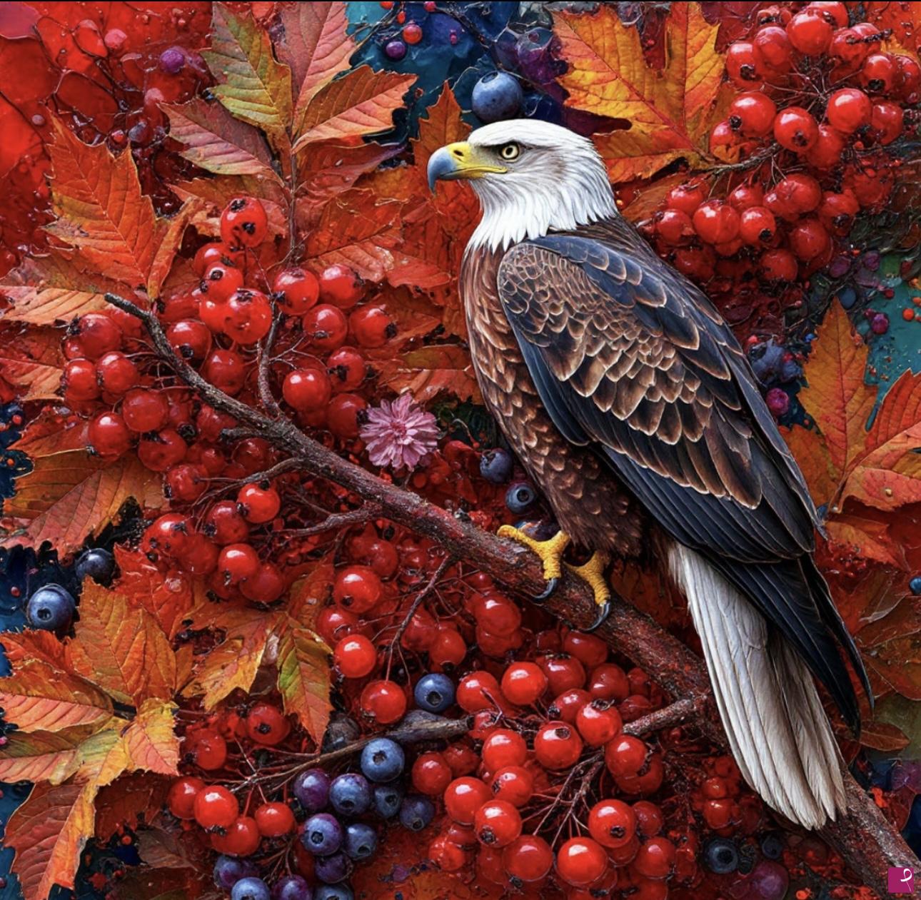 quadri in vendita online - Bird and red viburnum