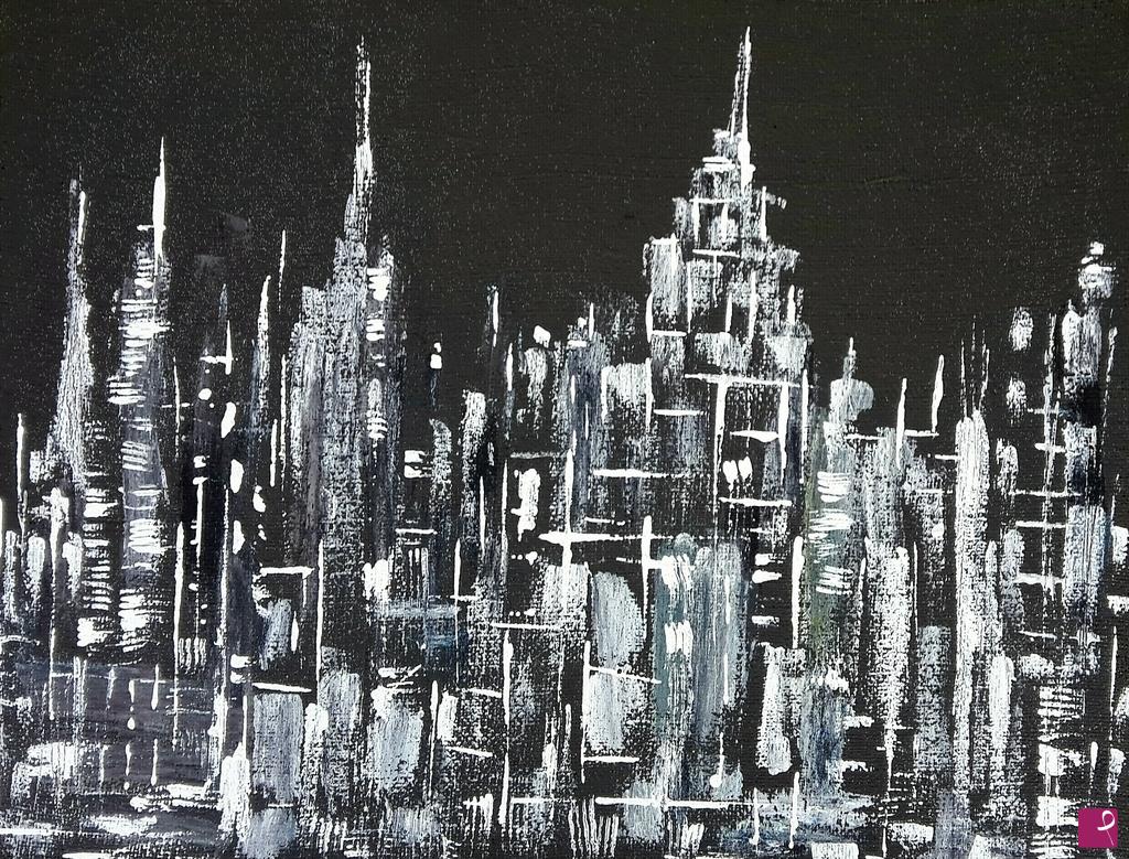 quadri in vendita online - Black and white city nr. 1 