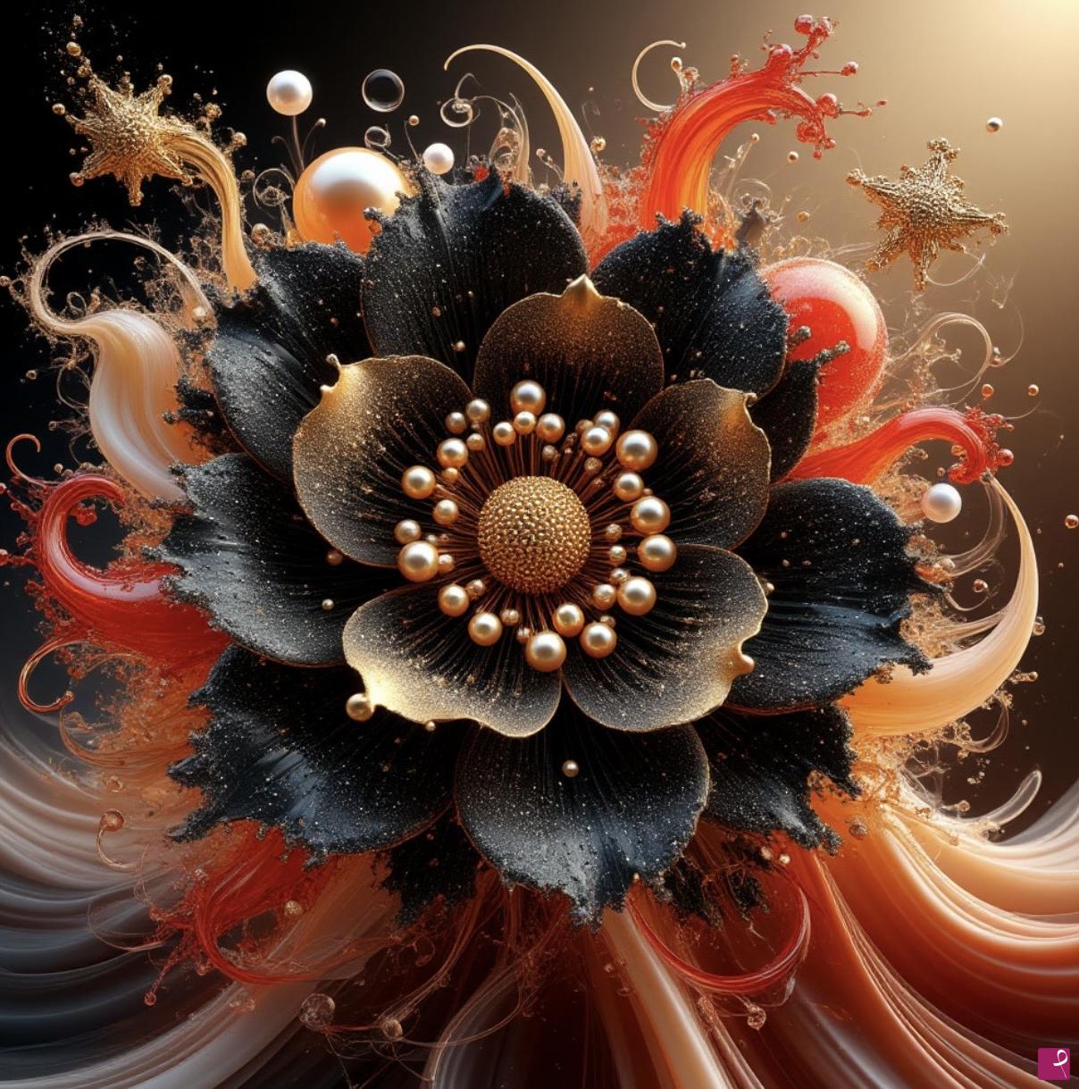 quadri in vendita online - Black-brown flower