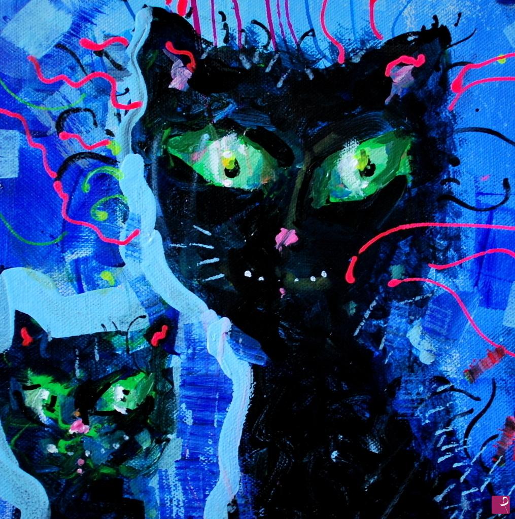 quadri in vendita online - black cats