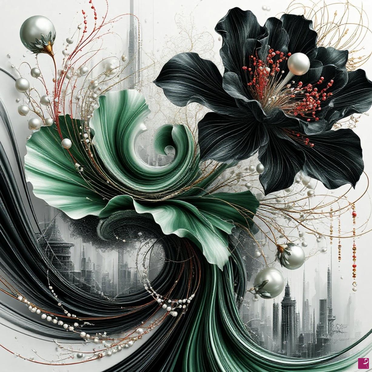 quadri in vendita online - Black flower 