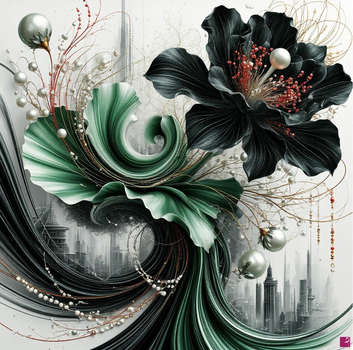quadri in vendita online - Black flower 