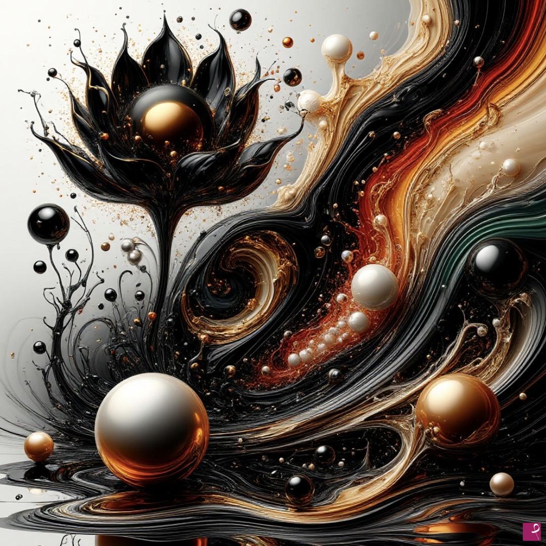 quadri in vendita online - Black flower and balls 
