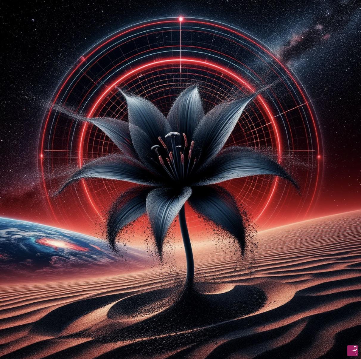 quadri in vendita online - Black flower in desert 