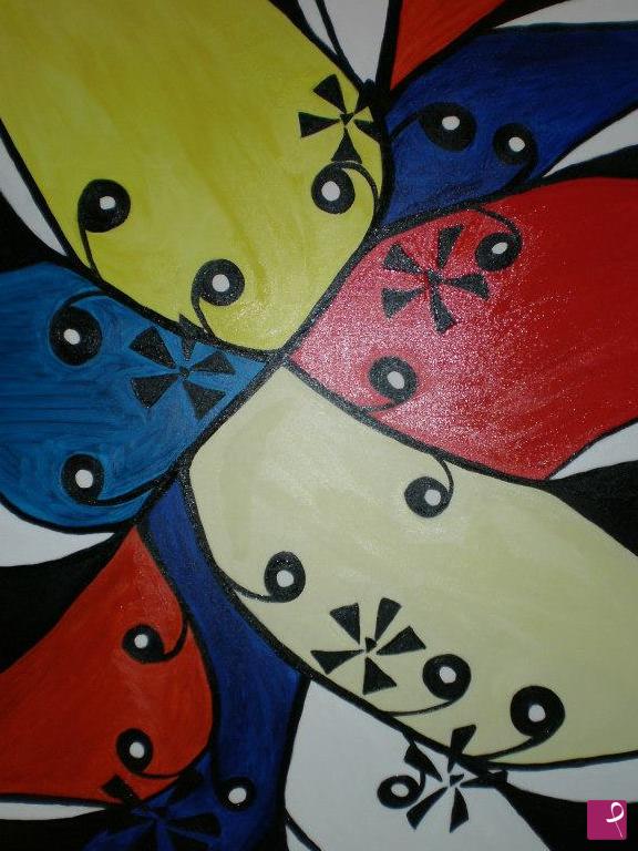 quadri in vendita online - Black flowers on colors