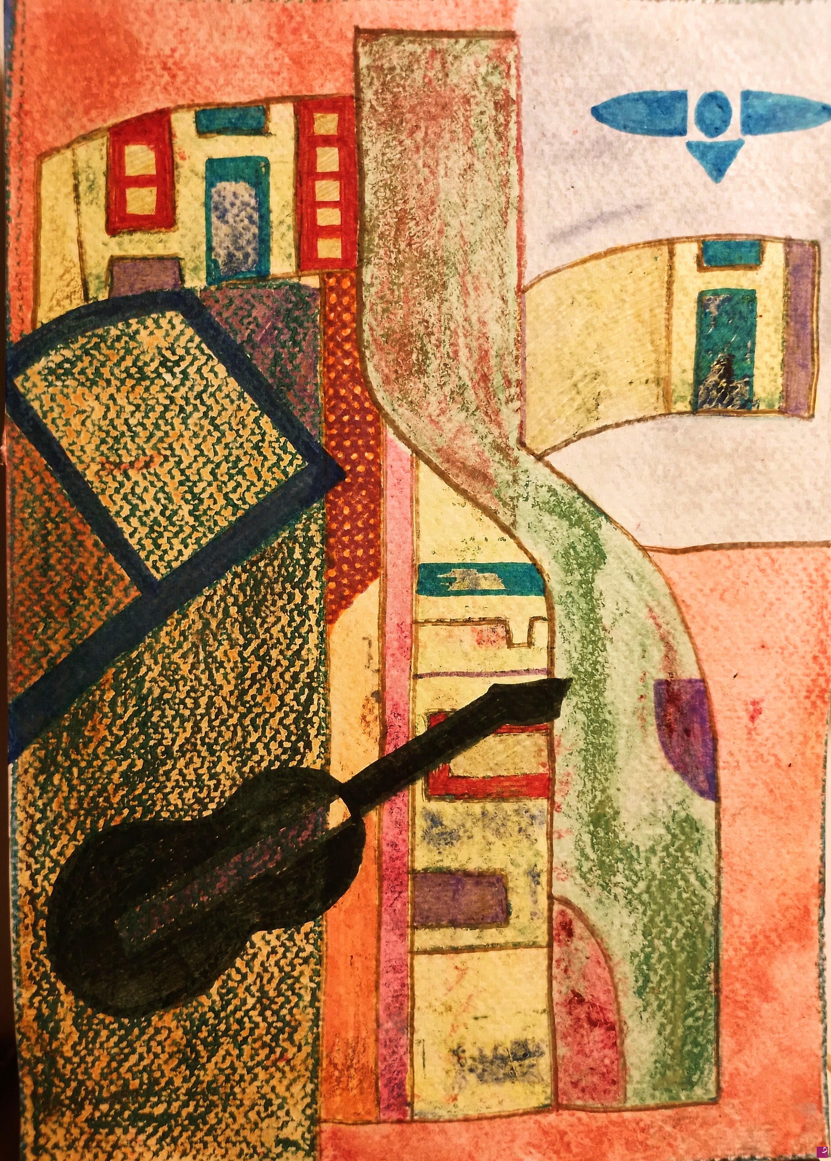 quadri in vendita online - black guitar