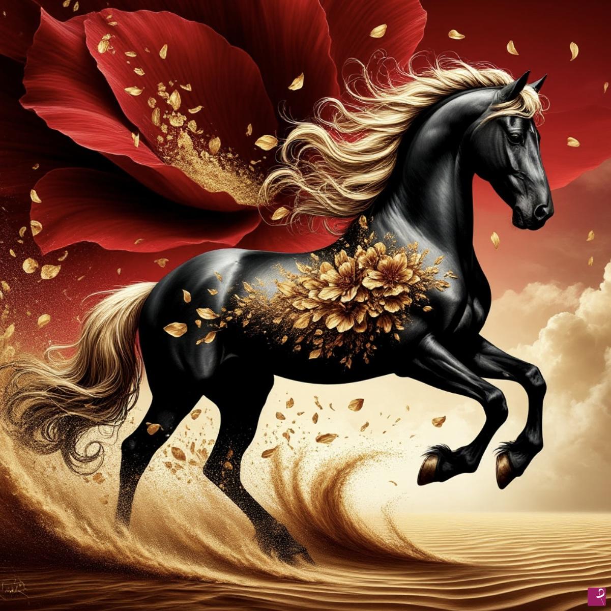 quadri in vendita online - Black horse 2