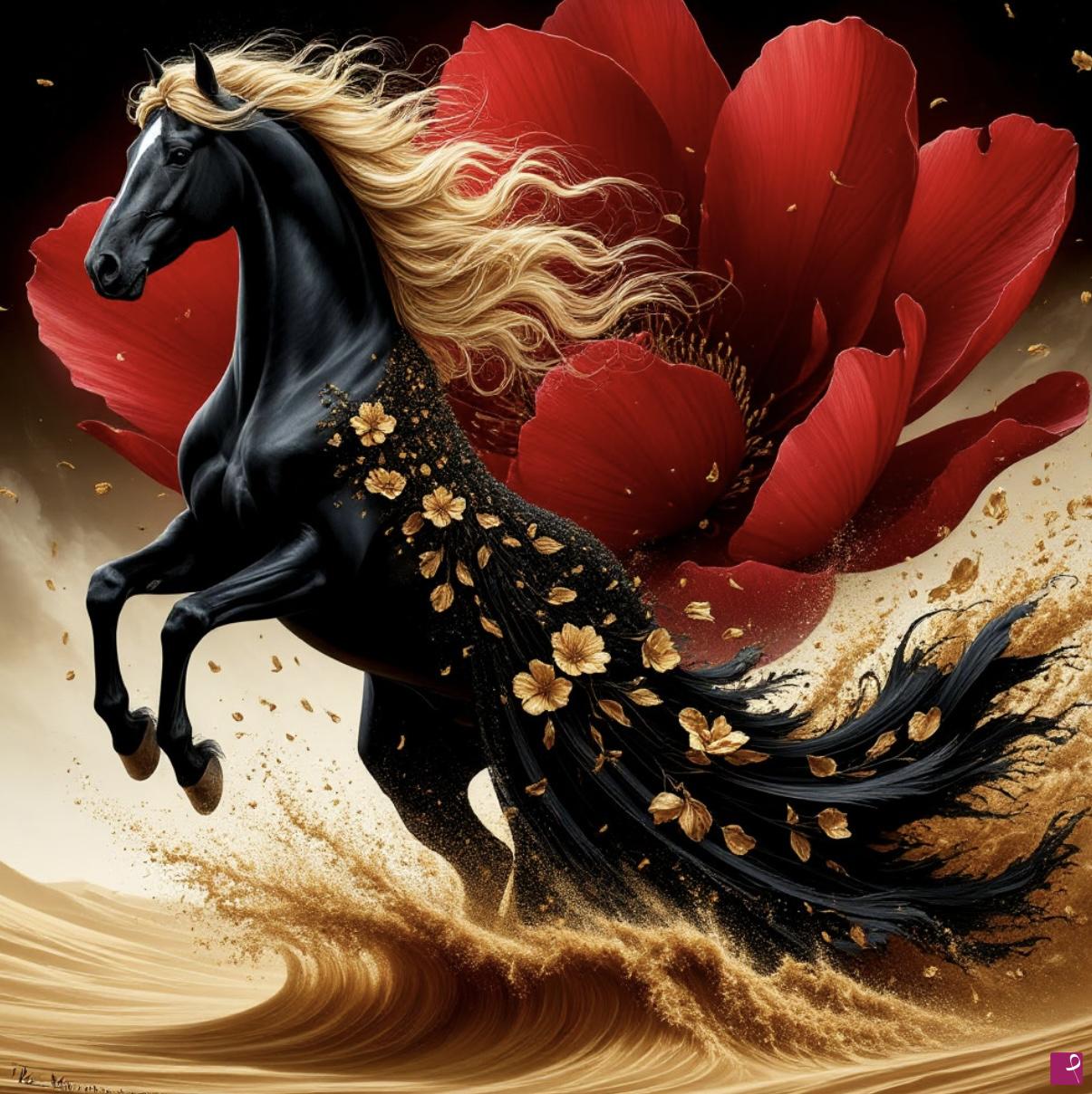 quadri in vendita online - Black horse 