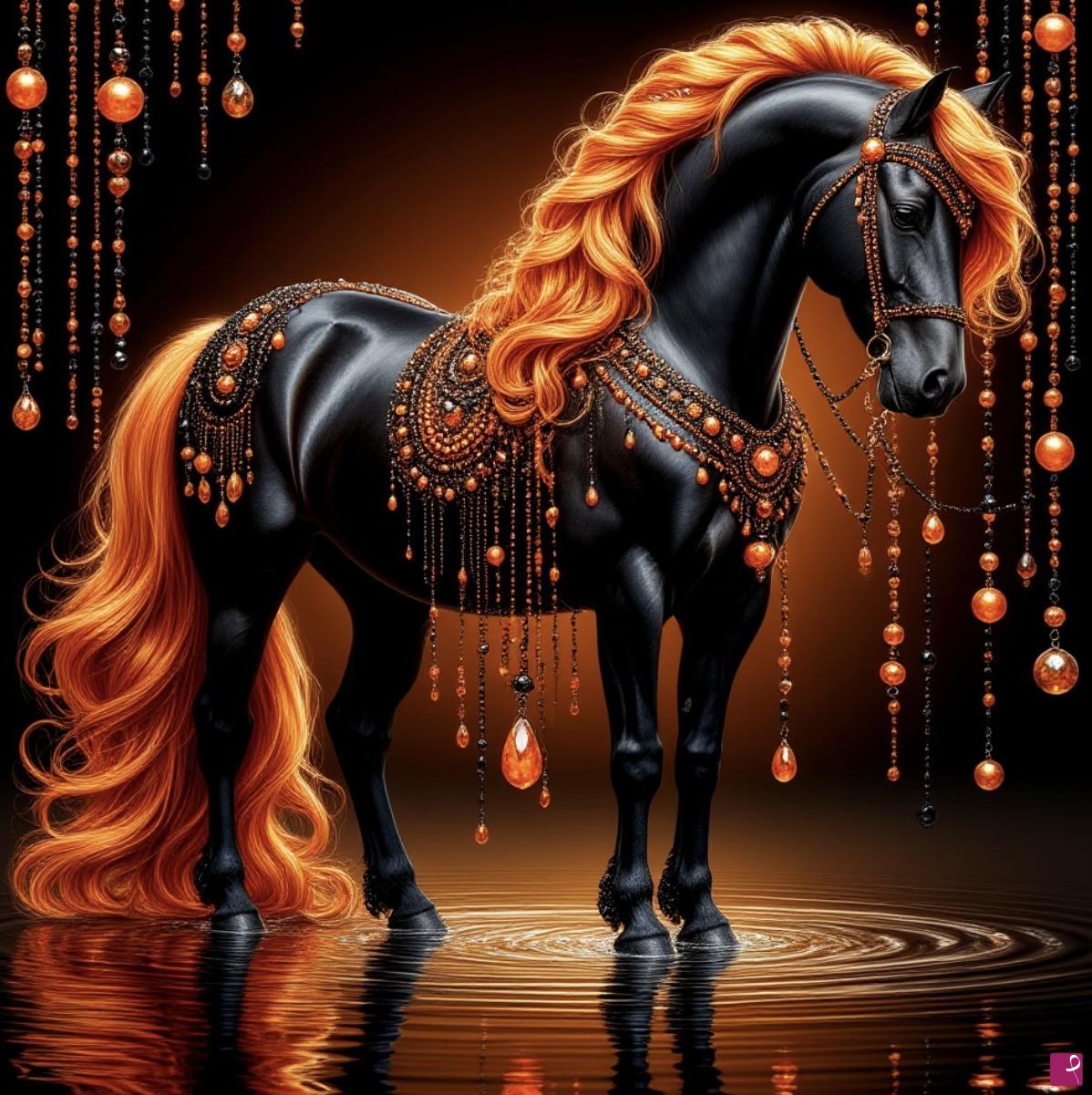 quadri in vendita online - Black horse 