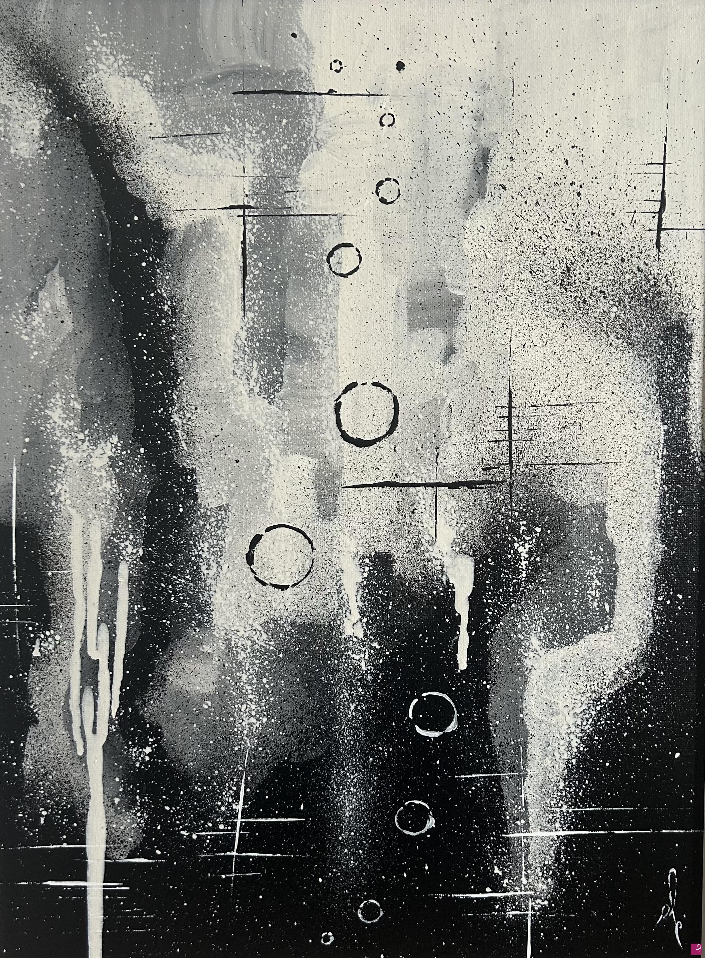 quadri in vendita online - Black & White Abstract Bubbles
